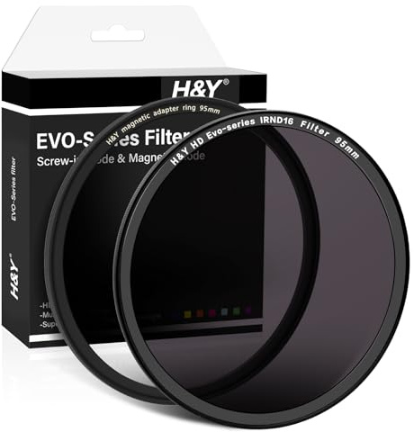 H&Y 95mm ND16 Neutral Density Filter 4 Stops Camera Lens ND Filter Screw In and Magnetic Lens Filter 2 In 1 with Magnetic Adapter Ring, EVO Series