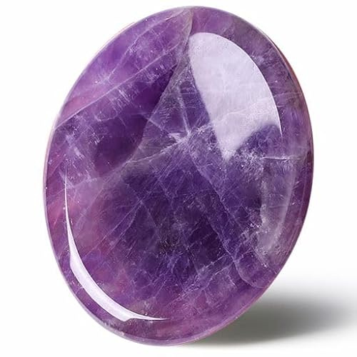 GUJOXILA Amethyst Kristalle Steine Heilsteine Edelsteine Sorgensteine Daumen Heilkristalle Poliert Kristall Stein Oval Palmstein Spirituelle Meditation Stress Abbauen Meditation