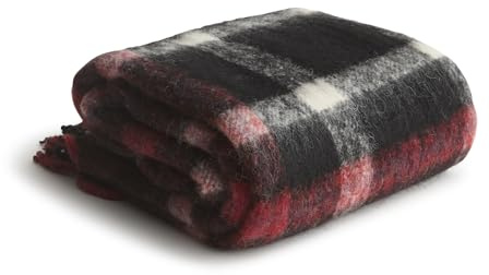 Vera Bradley Women's Wool Blend Woven Throw, Moonless Night & Red Plaid