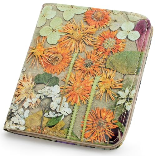 APHISON Purses for Women Small Wallet with Zipper RFID Blocking Slim Vegan Leather Wallet Bifold Card Holder Coin Pocket Ladies Purse with ID Window Four-Leaf Clover