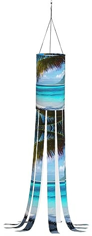 GFXEDSAH Windsäcke mit Tahiti-Strand-Aufdruck, für den Außenbereich, Geister-Windsack, der Ihrem Außenbereich einen Spritzer saisonaler Farbe verleiht