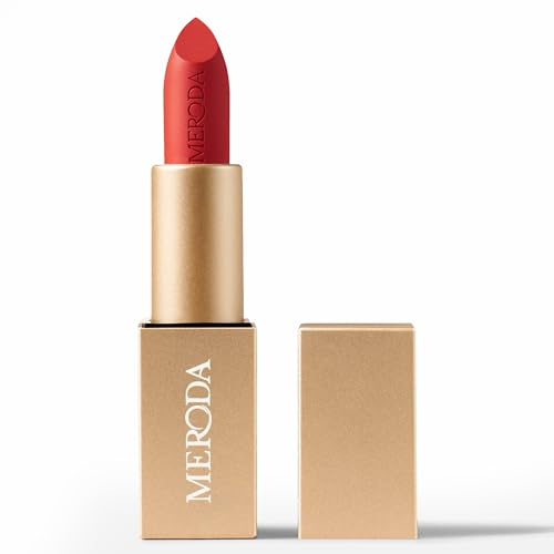 MERODA® Velvet Dream Lipstick [MATTE FINISH] - Langanhaltender Lippenstift Matt - Lip Finish verschiedene Nudetöne - Vegan (Luscious Red, 4g)