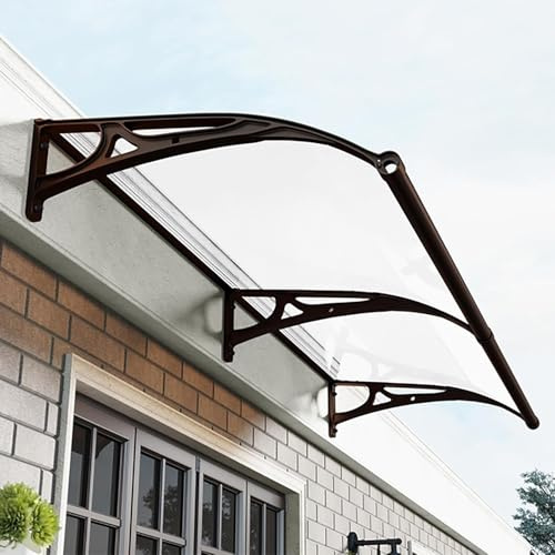 Marquise de Porte Exterieur,auvent Porte d'entree,Marquise Porte d'entree,Contre La Pluie et UV/Neige, auvent de terrasse,Auvent en Aluminium Polycarbonate résistant - sur Mesure - 60x170cm/24 x67