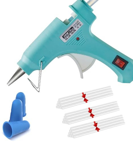 Ensemble de Pistolet à Colle Chaude, 20W Sûr Colle Pistolet avec Bâtons de Colle 7mm & 3 Coussinets en Silicone Anti-brûlure, Anti Écoulement pour Réparation, Artisanat, DIY