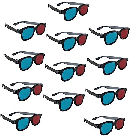 LIFKICH 20pcs Glasses Plastic Cinema Glasses Red Blue Lenses for Gaming Movies Men Black Frame