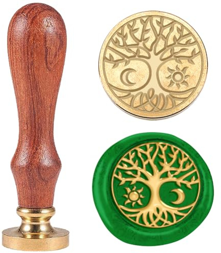 DELORIGIN 3D Siegelstempel „Baum Des Lebens“ 25mm Retro Siegelstempel Abnehmbarer Siegelstempel Mit Messingkopf Für Hochzeitsumschläge Grußkarten Briefe Einladungen Geschenke