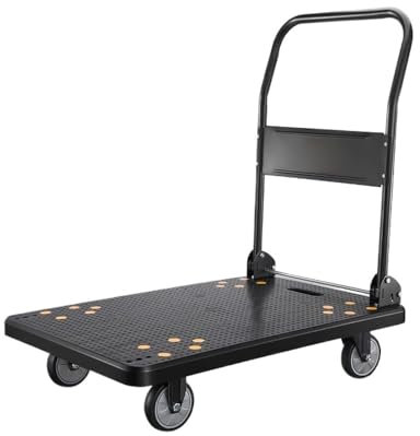 Carrello con Pianale Carrello a pianale a spinta ultra silenzioso Carrello pieghevole Carrello da trasporto Carrello da carico Rimorchio portatile a quattro ruote for carichi pesanti Carrello trasport