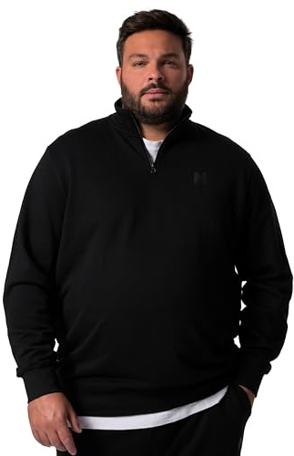 Men Plus Men+ Sweat-Troyer, Basic, Zippkragen, bis 8 XL Maglia di Tuta, Nero, 8XL Uomo