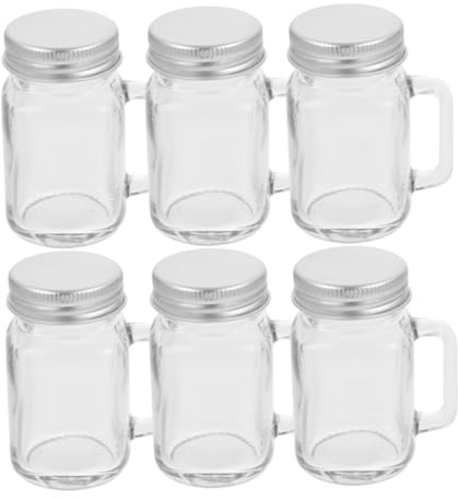 BRIGHTFUFU 6pcs Mini Jars Wide Mouth Glass Jars with Lids for Drinks Jams Honey Preserving