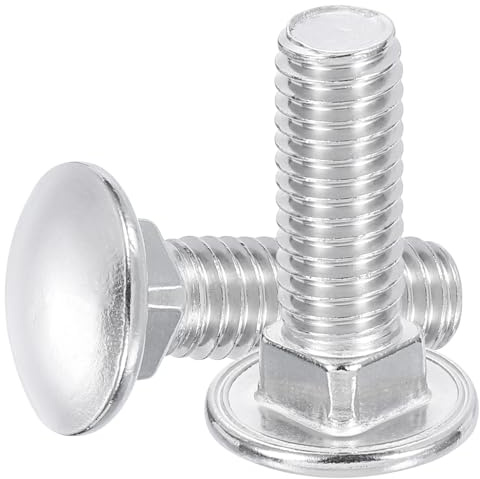 sourcing map 8Pcs Carriage Bolts, 3/8-16x1-1/2 Stainless Steel 18-8 (304) Round Head Square Neck Screws Bolt Screw for Fastening Accessories - Silver