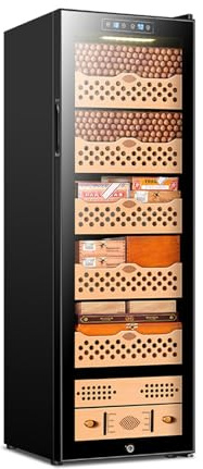 Elektrischer Zigarren-Humidor mit Kühl- & Heizfeuchtigkeitskontrolle, leiser Betrieb für 1000 Zigarren, Schubladen aus spanischem Zedernholz, ideal für Zigarrenliebhaber