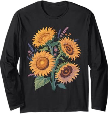Wildflower and Sunflower Garden Summer Perennial Flowers Long Sleeve T-Shirt