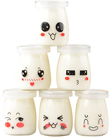 BESTYASH Barattoli in Vetro per Yogurt 6 Pezzi 150ml, Bianco