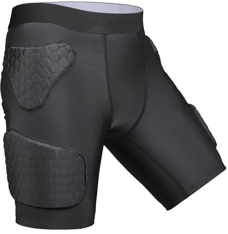Diamemon 5-Pad Youth Football Girdle for Kids Premium Padded Compression Shorts with Integrated Hip Thigh Tailbone Pads - Best Youth Football Gear for Sports Practice Football Baseball Hockey (M)