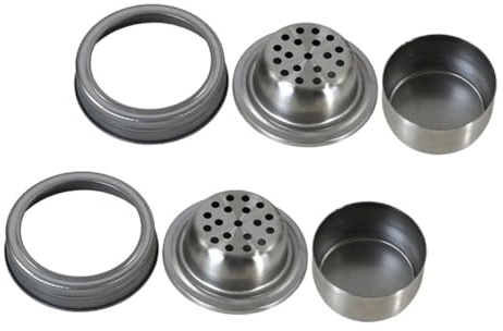 COLLBATH 2pcs Stainless Steel Mason Jar Shaker Lids with Seals Multi Use Cocktail Mixer Covers Spice Dispenser and Flour Sifter for Home Bar and Kitchen