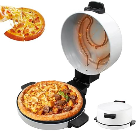12 Inch Electric Pizza Oven Countertop, Pizza Cooker with Temperatures Control, Non-Stick Plate & Dual Heating, Fast Indoor Maker for Crispy Crust, Pancakes, Quesadillas, Roti & Arabic Bread