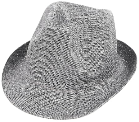 Whakano Pailletten Hut Herren & Damen,Glitzernde Jazzhut,Glitzer Partyhüte Kopfbedeckung,Faltbar Cowboymütze UV-Schutz,Kostümzubehör,Mütze für Bühnenauftritte Karneval Partys Mottoparty