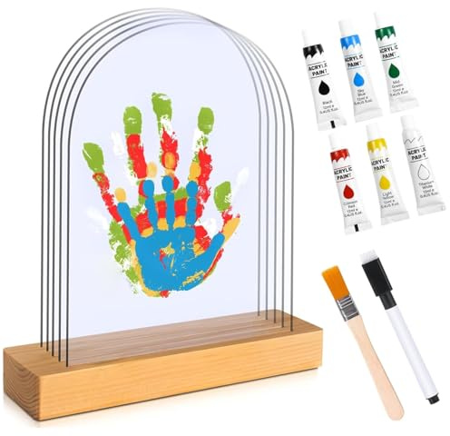 Set di impronte a mano famiglia con spazio per 5, set di impronte digitali per bambini, regalo per nascita e ragazzo, colori a dita per bambini, atossico, set di impronte per mani e piedi