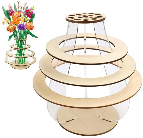 HAOBIN JarróN Puzzle De Madera Florero De Madera para Ramo Jarrón para Flores-Lego Utilizado para Rosas,Girasoles,Tulipanes,Flores de Cerezo,Decoraciones de Regalo para Mujeres y Adultos (Negro)