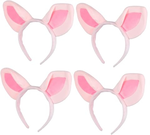 LIFKOME 4 Stück Plüsch Schweineohren Haarreif Elastisch Rosa Tierohren Stirnband Kuscheliges Cosplay Accessoire für Fasnachtskostüm Karneval Party Süßes Haarschmuck für Mädchen