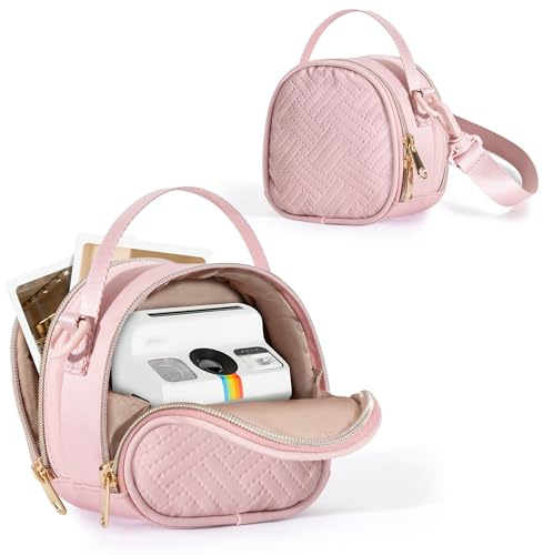Prokva Sac Photo Mini Bandoulière Compatible avec Polaroid Go, Rose | Compatible avec Polaroid Go Gen2 et Gen3, Poche de Rangement pour Films, Sangles Réglables