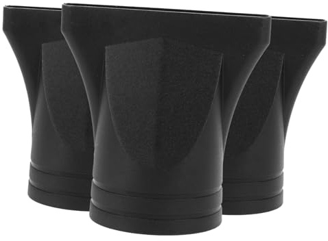 Ugello Diffusore per Asciugacapelli 3 Pezzi Nero Plastica | Diametro Uscita Consigliato 4, 5cm, Uso in Salone, Leggero e Riutilizzabile