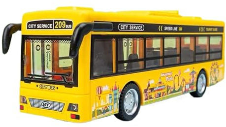 YIXANNX Modello di autobus giocattolo per auto con illuminazione e musica Robusto per un divertimento senza fine Modello di auto per autobus audiovisivo per bambini in ABS grandi dimensioni, giallo