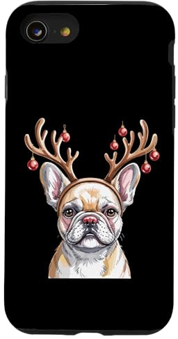 Bouledogue français avec Bois de Renne Coque pour iPhone SE (2020) / 7/8