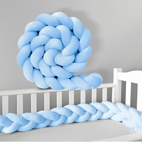 PTKG Braid Not Cushion Cotton Bed Set All Round Protector for Room Handmade Soft Knot Pillow Braided Pillows Knotted Soft Anti-Fall Bed Guard Rail Surrounds Cushions,H16,400CM
