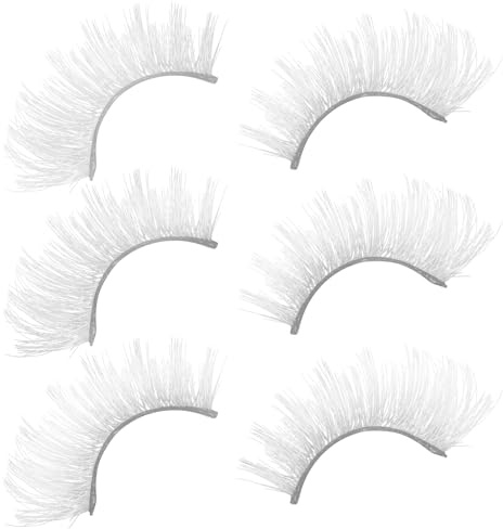 WESIEVYA 3 Paia Ciglia Finte Bianche per Trucco da Festa Strisce Ciglia Artificiali Leggere e Riutilizzabili Folte e Incurvate per Occhi Sensibili
