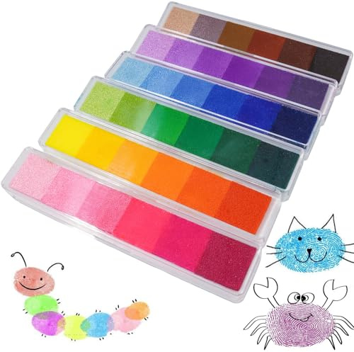 Aphlos Stempelkissen Bunt Set für Kinder, 36 Farben Ungiftig Abwaschbar Fingerstempelfarbe, Stempelkissen Kinder für DIY Basteln, Papierarbeiten, Stoff, Scrapbook, Malen (36 Farben)