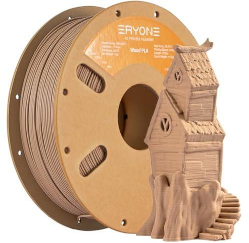 ERYONE Mixed Material PLA Filament 1.75mm +/- 0.03mm, 1kg Spool (2.2LBS) 3D Printer Filament, Wood PLA, Light Wood