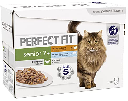 Perfect Fit Senior 7+ Cat Wet Food in Pouch, Mixed Selection in Sauce, 12 Pouches (12 x 85 g)