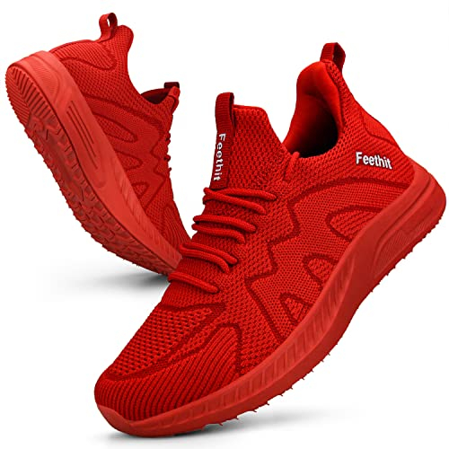 Feethit Donna Scarpe da Ginnastica Sportive ConfortevoleSneakers Casual all'Aperto Rosso 39