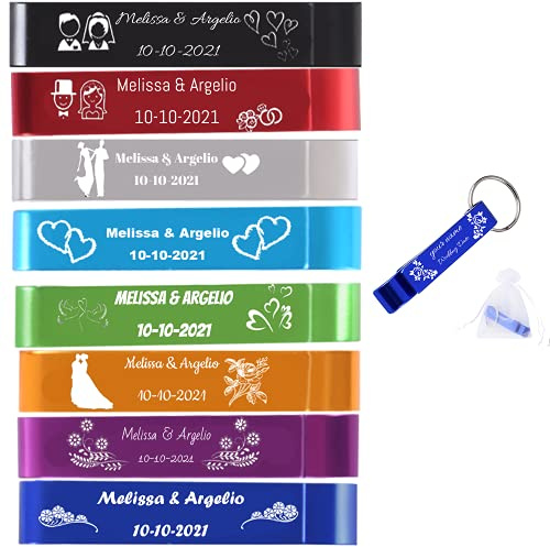 30pcs-Custom Pocket Size Bottle Openers for Wedding Party,Wedding Favours for Guest,Customised Bottle Openers,Colorful, Aluminum