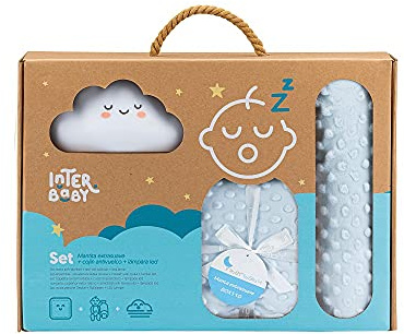 Interbaby Baby presentset filt med blå godiskudde med lampa
