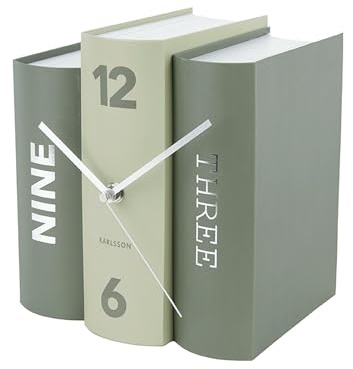 Karlsson Tischuhr Book - Grün - 20x15x20cm | Rechteck - Papier - Standuhr - Tisch Uhr