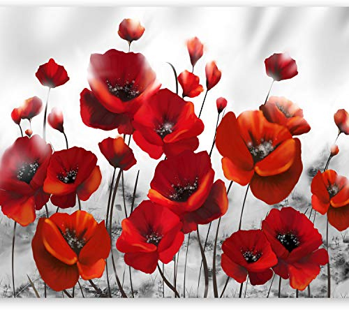 murando - Vlies Fototapete Blumen Mohn 350x256 cm - Foto Tapete Schlafzimmer Wohnzimmer Moderne Vliestapete XXL Wandtapete Motivtapeten Bildtapete 3d Effekt Wand Dekoration - rot grau 10110906-23