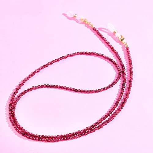 Brillenkette Garnet Sonnenbrille Lanyard Dangle Kette Am Hals Für Frauen 3Mm Stein Vergoldet Brillen Brillenhalter