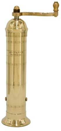 Home Original Greek Pepper Mill, 9-Inch Brass - European Manual Pepper Grinder, Refillable