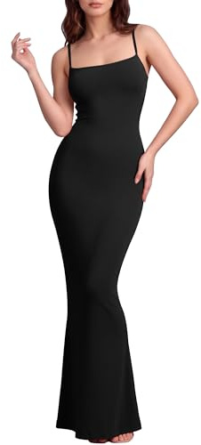 VIUTIL - Vestido largo entallado para mujer, estilo sexy, con tirantes finos, sin mangas, ajustado