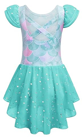 Zaclotre Girls Ruffle Sleeve Ballet Leotard with Skirt Criss-Cross Back Dance Dresses Outfit