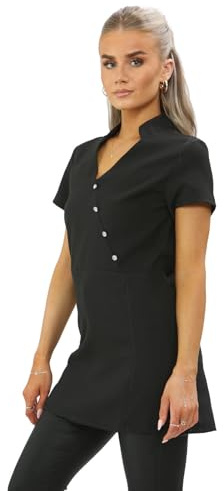 BOX CODE Spa salong tunika hårsalong skönhetsterapeut uniform arbetskläder V4B, Svart, 12-50