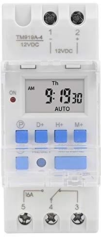 Temporizador Semanal Programable 12V CC 16A Relé Digital con Pantalla LCD Función Cuenta Regresiva y Batería Incluida