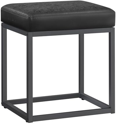 SONGMICS HOME LUIZ Collection - Ottoman Footstool, Rectangle Ottoman, Vanity Chair Stool, Footrest, Reversible Top, Side Table, Max. Load 660 lb, Bedroom Living Room Entryway, Ink Black ULOM079B01