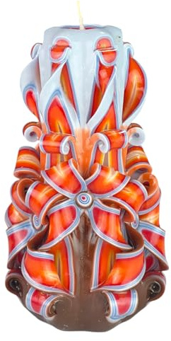 Candela di Design Fatta a Mano, Candela Decorativa Inodore Ø8 x h18 cm, Candela Cilindrica a Combustione Lunga 66 ore, Stoppini in Cotone Senza Fumo, Decorazione Domestica Ideale e Regalo Versatile