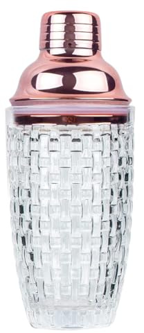 Fowecry 13Oz Glass Cocktail Shaker Set - Glass Shaker for Cocktails, Drink Shakers Cocktail and Cocktail Shakers Rose Gold Easy to Use