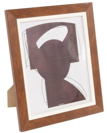 ROCKING GIFTS Marco de Fotos 20x25 Plástico Efecto Madera con Relieve Marrón y Blanco, Portafotos Decorativo Boho Rústico, 31 cm