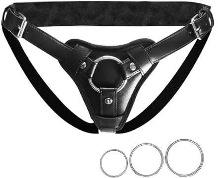 Strap On Leather Harness Adult Sex Toys for Women and Men - Adjustable Plus Size Strap-On with Plush Lining and Three Metal Rings - Ideal for Lesbian and Gay Couples Pegging Game