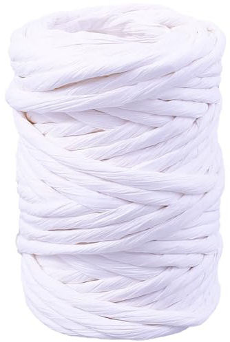GORGECRAFT 15 Yard Nastro di Carta Rafia Bianca Kraft Imballaggio Artigianato Corda Spago Regalo Carta da Imballaggio Spago Rotoli di Corda Cesto di Fiori Natale San Valentino Compleanno Matrimonio